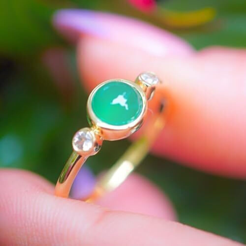 8813 18K Gold Plated 925 Sterling Silver Gemstone Ring , Round Shape - Picture 6 of 7